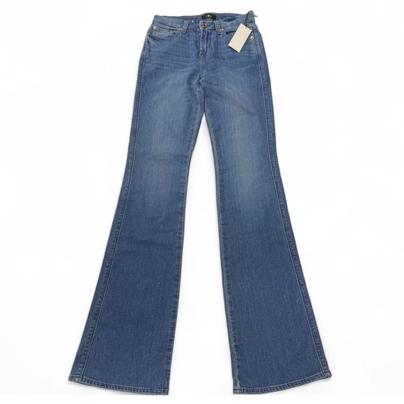 7 For All Mankind B(Air) Silk Denim Flare Jeans Womens Size 26 NWT Blue Light - Picture 1 of 16